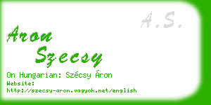 aron szecsy business card