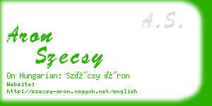 aron szecsy business card